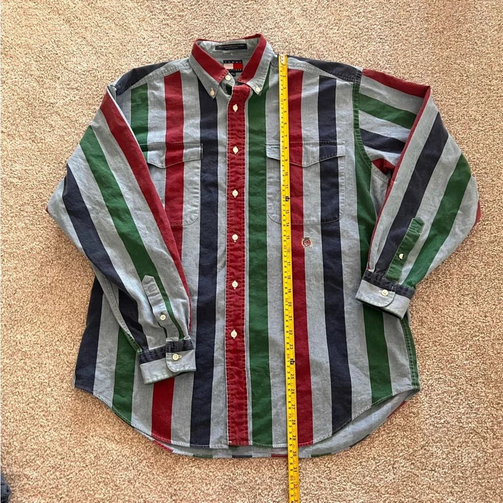 Vintage Tommy Hilfiger Multicolored Button-Down Long Sleeve 100% Cotton - Picture 6 of 8